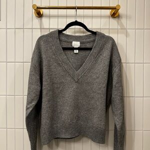 Gray V-Neck Women's Sweater